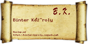 Binter Károly névjegykártya